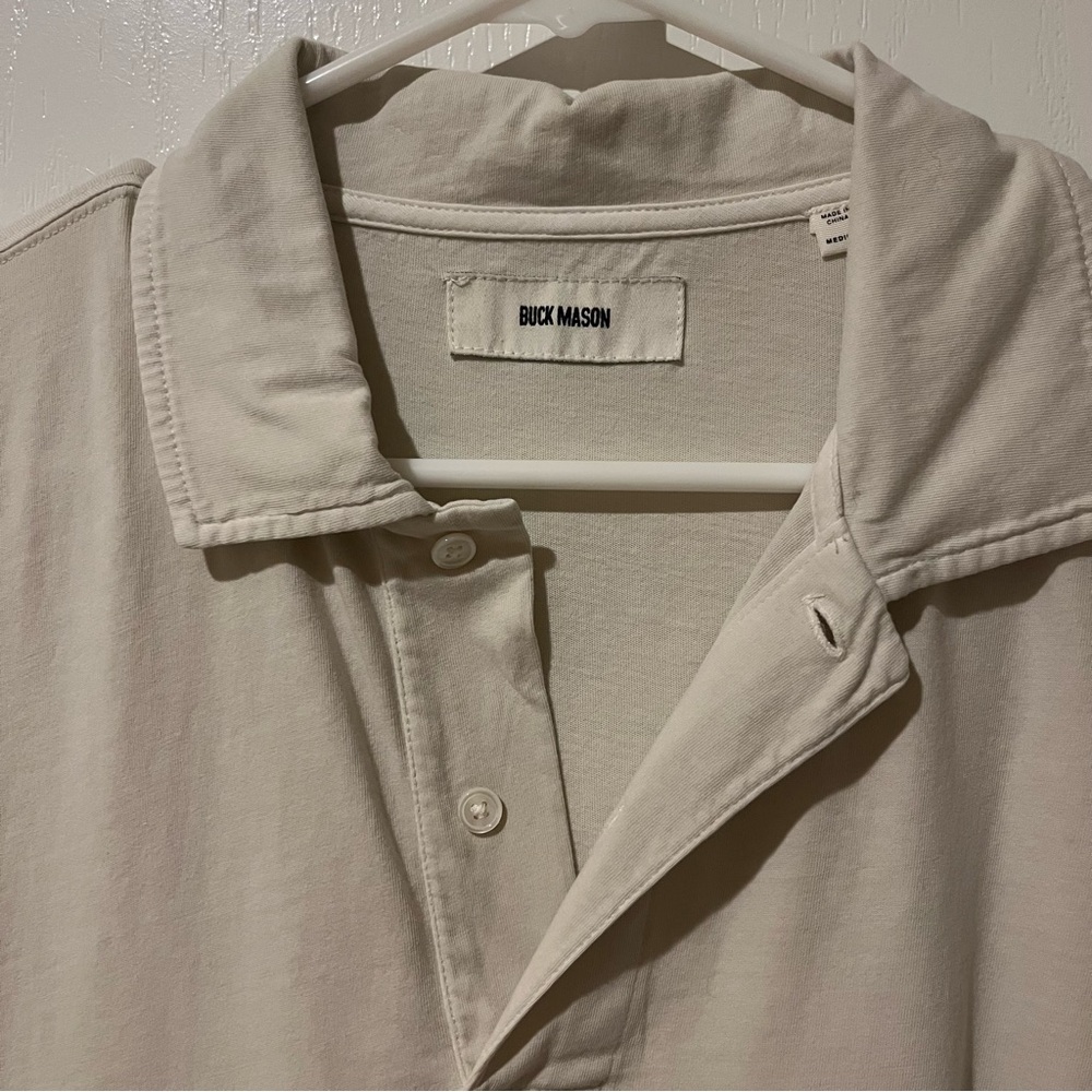 Buck Mason Cream Sueded Polo Shirt sz M